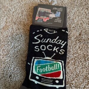 Blue Q Sunday Football Socks - Black and White